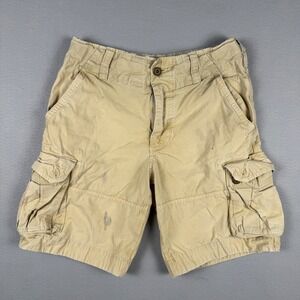 Abercrombie Distressed Y2K Cargo Shorts Womens 14 (32") Khaki Tan Multi Pocket